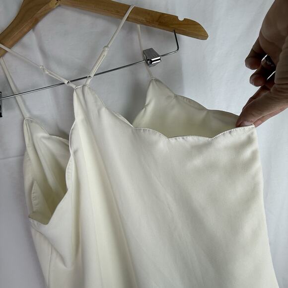 J. Crew Women's Scalloped Razorback Cami Cream Size 6 Lined - Picture 9 of 9